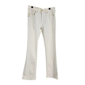 Zadig & Voltaire Jeans White Distressed Flared Bootcut Cropped Denim Size 24